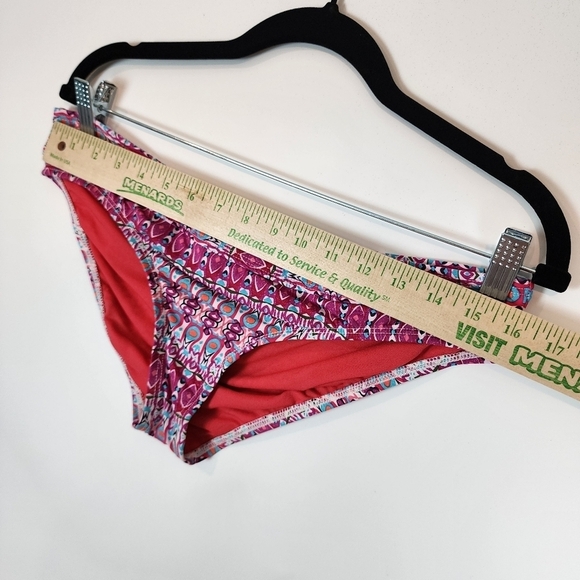 Title Nine Pink Teal Low Rise Hipster Bikini Bottom Swimsuit Boho Cat Eye sz‎ Lg - Picture 6 of 7